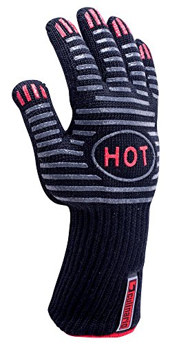1 Paar culinario Grillhandschuhe / Backhandschuhe , Profi Topflappen, bis 250 °C hitzebeständig, mit extra langem 11 cm Bund - 2