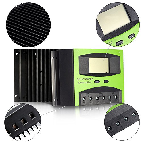 KKmoon 60A 12V/24V Solar Laderegler PWM Aufladung Temperatur Kompensation Überladung Schutz LCD Display für netzunabhängige Solaranlage - 4