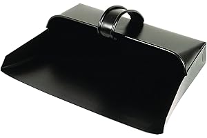 ED LINEN Heavy Duty Metal Dustpan with Handle Industrial Design Large Black Hooded Metal Dustpan Cleaning Scoop also Suitable for homes, log burners, stoves, workshops, and gardens (Dust Pan)
