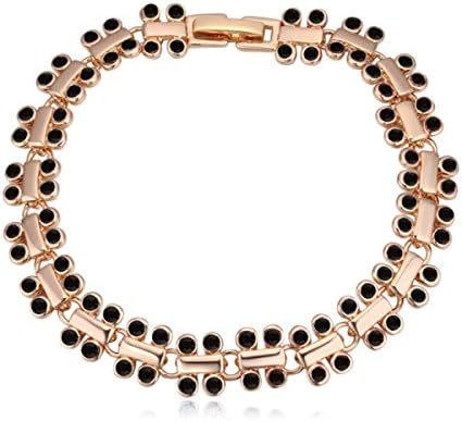 WenL Korean Fashion Ladies Inlaid Crystal Bracelet,Black