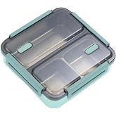 Vagonlife Bento 950ml Lunchbox Tek Katlı 3 B&ouml;lmeli &Ccedil;elik Sefer Tası Yemek Kutusu (Koyu Yeşil)