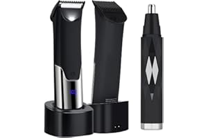 ‎COSYONALL Schamhaar-Körperschneider für Männer und Frauen, wasserdichter elektrischer Körperrasierer für Männer mit LED-Anzeige, Nasen- und Ohrenhaarschneider, Körperpfleger für Leistengegend und Ballen