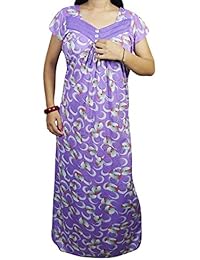 Indiatrendzs Women's Purple Hosiery Nighty (Free Size)
