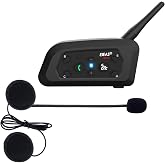 Ejeas V6 Pro Bluetooth Intercom for Motorcycles, Intercom Communication Range of 1200 m, Motorcycle Helmet Intercom, Waterpro
