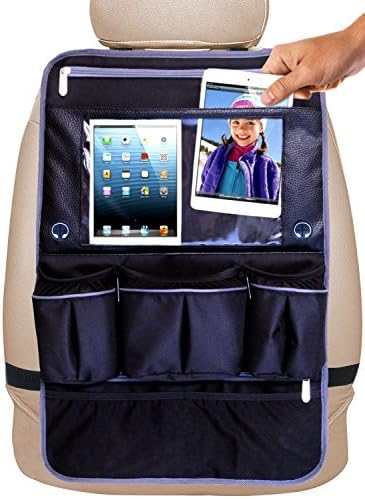 #1 Premium Backseat Car Organizer with 17" Leather Tablet/Laptop Holder ★ Large Multifunctional Waterproof Back Seat Protector for Kids & Babies ★ The Perfect Baby Shower Gift ★ 10 Year Warranty!!!