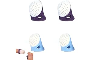 LEEQUNQ 4 PCS Thimbles for Hand Sewing, Silicone Thimble, Silicone Sewing Thimble Finger Protectors, for Quilting, DIY, Hand Embroidery, Needlework, Patchwork (Blue+ Purple)