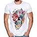 Produktbild T Shirt Herren, HUIHUI Coole O-Ausschnitt Kurzarm Sweatshirt Slim Fit Basic UV Polo-Shirt Mode Sport Oberteile Oversize Bench Tops Schädel Drucken Sommer Freizeit Hemd Poloshirt (XXL, Weiß 2)