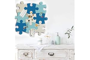BESER LEE Felt Bulletin Board Cork Board Tiles, 9 pcs Wall Jigsaw Puzzle Shape Pin Eva Board Self Adhesive to Keep Photos Memos Display Board Pads Pictures Drawing Goals Notes Colorful Foam Wall Decorative