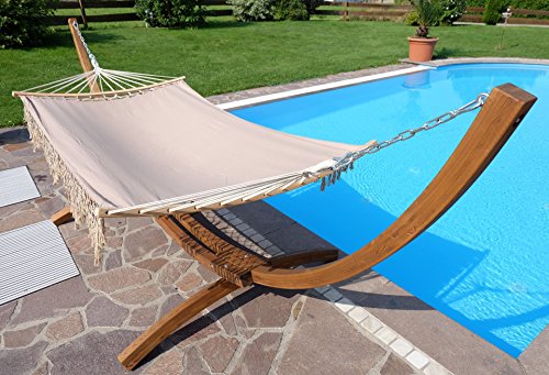 360cm Hängemattengestell GRENADA-BRAUN aus Holz Lärche mit Stab Hängematte NEU: mit gebogenem Stab von AS-S