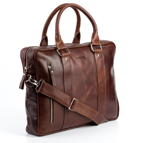 STOKED Laptoptasche NATHAN – Notebooktasche groß fit für 15.4″“ – Businesstasche im Vintage-Look – echt Natur-Leder - 2