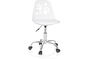 hjh OFFICE 742002 Silla Giratoria para Niños Fancy I Piel sintética Blanco, Sillas de Escritorio Infantiles, Ajustable en Altura, Motivo Animal