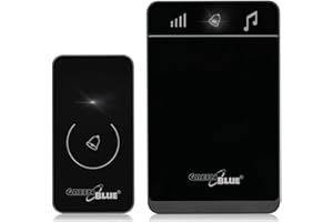 Green Blue GB111 B Wetterfeste Funktürglocke 52 Klingeltöne Drahtlose Türklingel LED Beleuchtung bis zu 150 Meter (1x Empfänger, 1x Sender, Schwarz)