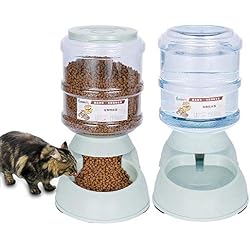 Volwco Automatiques Distributeur de Nourriture et d'eau pour Chat et Chien 3.75L, Distributeur Eau et Croquettes Automatique pour Animaux Domestiques -Distributeur de Nourriture et d'eau