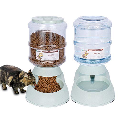 Volwco Automatiques Distributeur de Nourriture et d'eau pour Chat et Chien 3.75L, Distributeur Eau et Croquettes Automatique pour Animaux Domestiques -Distributeur de Nourriture et d'eau