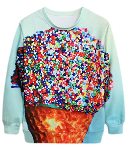 Preisvergleich Produktbild confit you - Mädchen Toller Sweater mit Eiswaffel Druck, langarm, M, Türkis