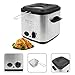 Produktbild Todeco - Friteuse, Elektrische Friteuse - Material: Hauptkörper aus Edelstahl - Watt: 840 W - Silber, mit Korb, Einfach zu öffnender Deckel, 1,2 Liter