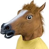 AKORD Rubber Horse Head Mask Panto Fancy Dress Party Cosplay Halloween Adult, Brown