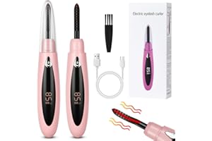 LOPHE Wimpernzange Beheizbar, Elektrische Wimpernzange Wimpernbürste, 10s Schnelles Aufheizen Wimpern Curler Anti-Verbrennung, USB-Wimpernzange mit 3 Temperaturmodi für alle Wimpern(#C-Rosa)