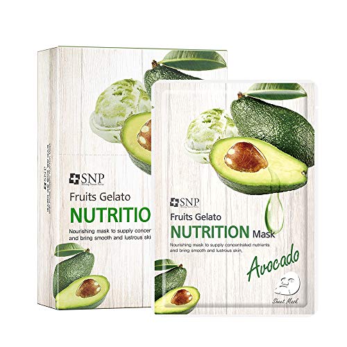 SNP Shining Nature Purity Mascarilla facial de frutas gelato Pack de 10 Nutrición - aguacate