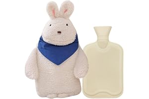 ANYINGKAI Bolsa de agua caliente prémium,Bolsa de Agua Caliente para el Alivio del Dolor,Botellas de Agua Caliente de Goma,Felpa Bolsas Agua Caliente,Hot water bottle with cover (H)