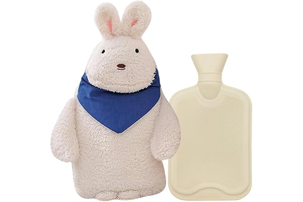Bouillotte animal 1L PVC, Bouillotte avec Housse en Peluche Douce, Bouillotte Eau Chaude pour Enfant et Adulte, pour Main Dos Chaufferette Chaleur Confort (H)