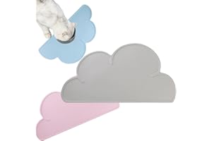 VINPAM-Premium Cat Food Mat - Anti-slip Silicone Pet Feeding Mat, Cloud-shaped Design for Food and Water, Ideal for Cats and Small Dogs - 48 * 27cm (gray)
