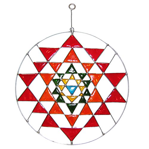 Suncatcher, Fensterschmuck, Lichtbrecher, "Sri Yantra" im Buntton 5, echte Handarbeit
