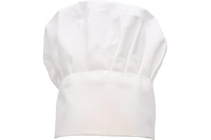 TRIXES Cappello da cuoco elasticizzato bianco – per cucinare e cuocere in cucina o per fare un grande costume – Coppia con grembiule e accessori da forno per un costume da cuoco / panettiere uniforme