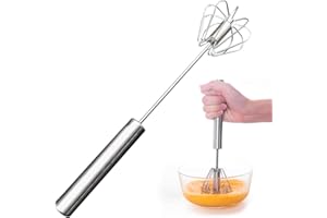 DDSHUN Frusta per uova, in acciaio inox, frullatore per uova semi-automatico, rotante, frusta per latte, frusta a mano multifunzione per cuocere, cucinare, sbattere, mescolare, utensili da cucina, 34 cm