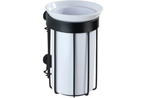 ‎WENKO WENKO Classic Plus pojemnik na szczoteczki do z?bów/uchwyt na szczoteczki do z?bów (do szczoteczki do z?bów i pasty do z?bów z wysokiej jako?ci ochron? przed rdz?, stal), 9 x 12 x 8 cm, kolor czarny