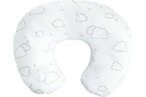 BUBBLIN - COCCOLA IL TUO BIMBO Federa Cuscino allattamento 100% cotone con cerniera a Scomparsa (Federa Cuscino allattamento, Stella) (Cuscino allattamento, Nuvola)