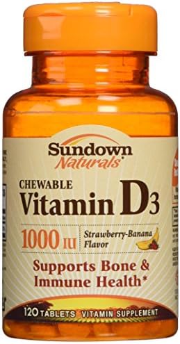 Chewable Vitamin D3, 1000 IU, Strawberry-Banana Flavour, 120 Tablets
