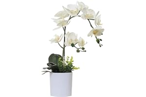 OLRLA Orchidée Artificielle Fleur et Plante Blanche dans Un Pot Blanc, Fausse Orchidée pour la Maison, Le Bureau, la Table et la Salle de Bain