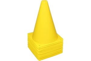 REEHUT Cônes de Circulation en Plastique Cônes Entraînement Lot de 12 Cônes Sport d'Agilité Football Rugby Gymnase(Jaune)