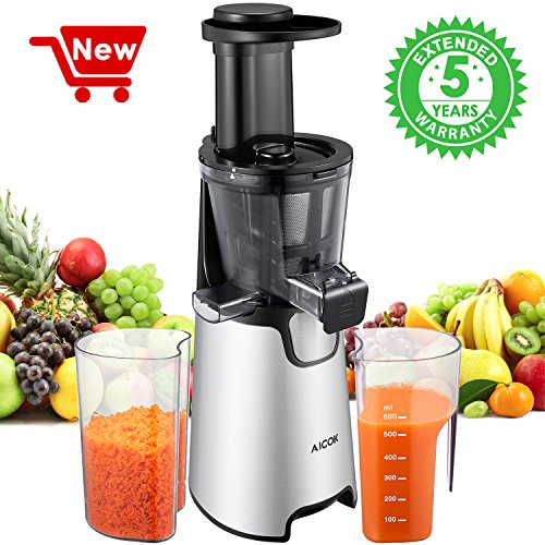 Aicok Juicer Slow Masticating juicer, Juice Extractor with 150W Quite Motor for High Nutrient Fruit and Vegetable Juice, Frozen Desserts,...