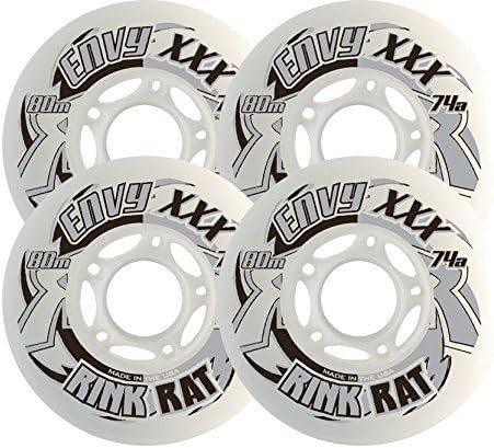 Rink Rat Wheels 76Mm 74A Envy Xxx 4-Pack White/Gray Inline Indoor Hockey White-Gray