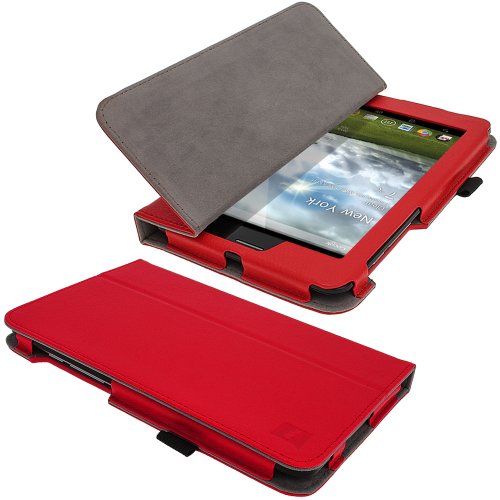 igadgitz Rot PU Ledertasche Hülle Folie Cover für Asus FonePad ME371MG 7″ Tablet mit Multi Winkelbetrachtung Stand + Stylus Schift Halter + Displayschutzfolie - 5