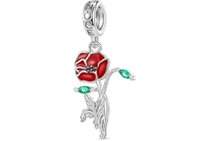 GNOCE Fleur Pendentif en Argent Sterling 925 Coquelicot Serpent Chaîne Bracelets/Colliers Bijoux Cadeau pour Femmes Filles