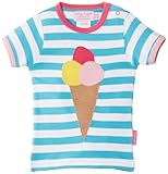 Toby Tiger Girl's Organic Short Sleeve Ice Cream Applique Striped T-Shirt