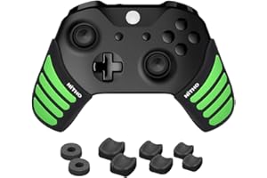 NiTHO Gaming Kit für Xbox One Controller, Anti-Schwitz Silikon Griffe, 2 Präzisionsringe, 3 Größen von 2 Konkaven Joystick-Kappen, Zubehör für Controller Xbox One - Grün/Schwarz