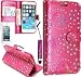 Produktbild MobileConnect4U Pink Brieftasche für Samsung Galaxy S4 i9500 i9505 IV Diamant Bling Glitzer Tasche Leder Etui mit Standfunktion Klapp Schutzhülle mit Kartenfach Inkl. Inklusive Displayschutzfolie & Stylus Eingabestift