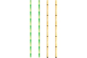 PARTYLOSOPHY 12 Unidades - Pajitas de papel con diseño de bambú de 20 cm - Vajilla desechable con tematica de Safari - Decoración fiesta Safari, decoración Safari, decoración mesa safari. (Pajitas)