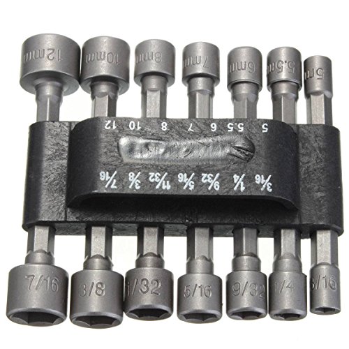 Drillpro 14-tlg Steckschlüssel Set Stecknüsse Bit Nuss Set 1/4“ Nüsse Bits Bithalter Bitsatz Stecknuss Satz Sechskant - 2