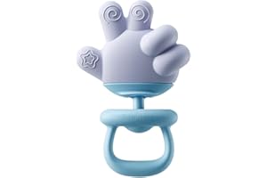 BC BABYCARE Finger Teething Toys for Baby, Rattle Silicone Baby Teething Toys 0-6-12 Months, Baby Teething Relief Chew Toys, Blue