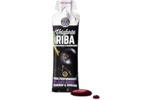 Veloforte Riba Natural Energy Gels 12 Pack Blackcurrant, 22g Dual Source Carbs, Fast Release Energy with Electrolytes, Vegan & Gluten Free, For Running, Marathons, Cycling and Triathlons