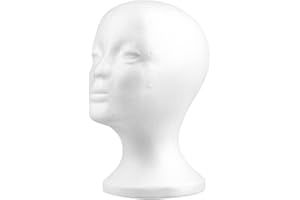 Gadgetking Female Styrofoam Mannequin Manikin Head Model Foam Wig Hair Glasses Display Sunglasses White Shop Art Craft Dummy Stand Polystyrene Decoration Decorating Poly Fake Canvas Short Small