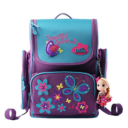 Preisvergleich Produktbild Moonwind Nette Prinzessin Mädchen Schüler Backpack Schultasche Schmetterling Bär Kinderbuch-Taschen Rucksäcke (Lila / Schmetterling)