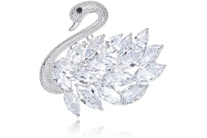 Zolkamery Swan Brooch for Women Ladies Mum, Silver White Gold Plated Brooches Pins with Cubic Zirconia, Christmas Mothers Gift, Luxus Wedding Party Jewellery, Passt Sweater Coat Evening Dress