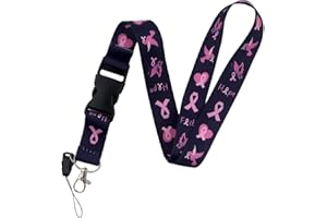 Lpitoy Sensibilisation Au Cancer du Sein Rubans Roses Lanière Porte-clés Porte-clés De Téléphone Porte-Badge D'identification Corde De Cou Lanière Porte-clés Porte-Badge D'identification