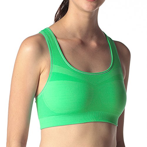Lapasa Damen Yoga Sport-BH, Nahtlos, Racerback, Push Up ohne Bügel, Sport Bustier, mittlerer Halt für Yoga und Fitness-Training, geschmeidig und luftig, L008 - 2
